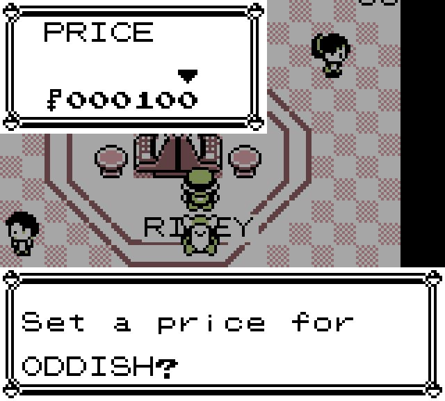 Setting the price for an Oddish listing.
