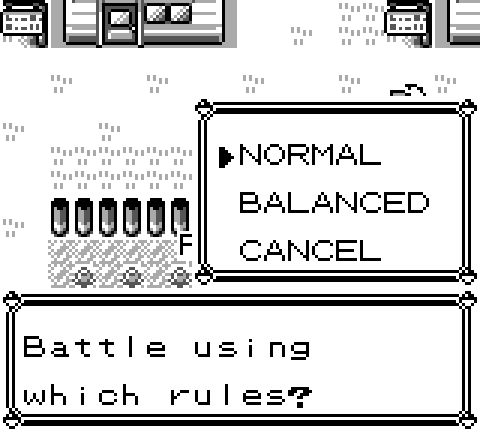NORMAL, BALANCED and CANCEL in the native battle-format chooser.