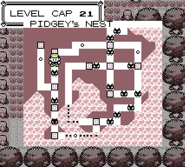 Pidgey’s AREA view, marking its recorded wild habitats on the region map.