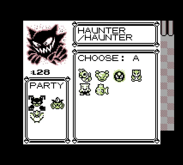 Choosing a Haunter from the party and PC selection screen.